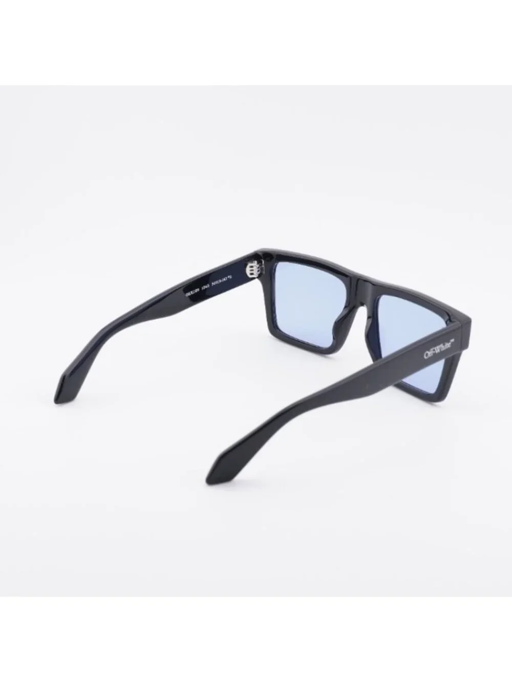Off-White OERI109 LAWTON 1040 Sunglasses Shiny Black Square Frame, Blue Lenses